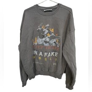 JK Attire High End Gray Streetwear Half Awake In Fake World Men’s L Sweatshirt